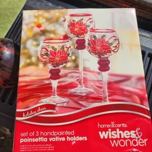 Home Accents Poinsettia Votive Holders Set